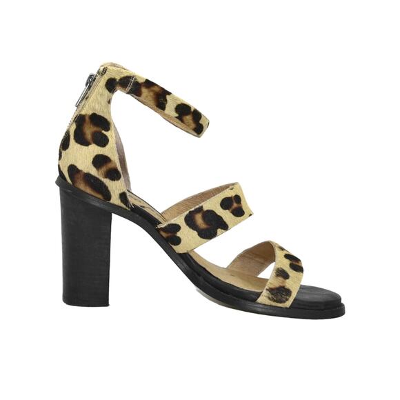 A6 Auth FREE PEOPLE Leopard Print Hair Block Hi Heel Ankle Strap Sandals Size 40 - Picture 3 of 9